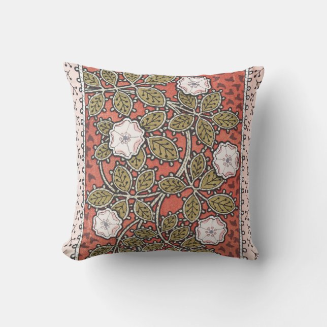Coussin Fleur d'illustration Rose sauvage Vintage (Recto)
