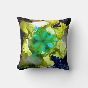 Coussin Fleur d'Iris jaune, blanc et vert