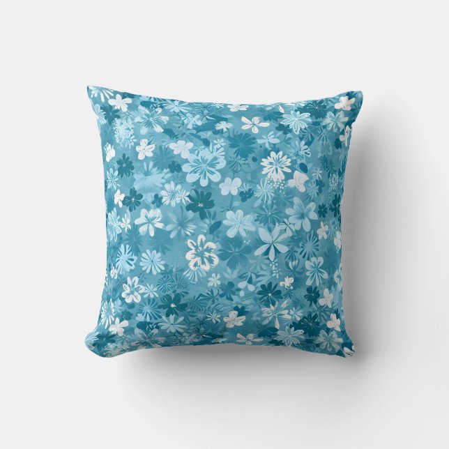 Coussin Fleur d'Océan Turquoise Botanique (Recto)
