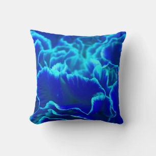 Coussin Fleur d'oeillet bleu et Turquoise