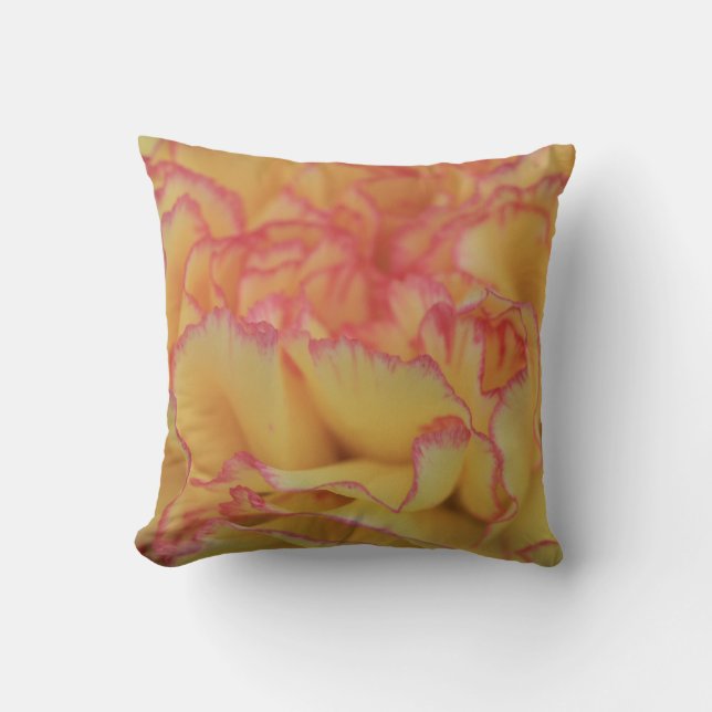 Coussin Fleur d'oeillet rose et jaune coloré (Recto)