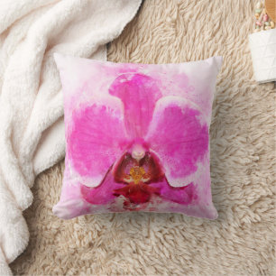 Coussin Fleur d'orchidée aquarelle - rose wb 02
