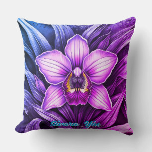 Coussin Fleur d'orchidée rose