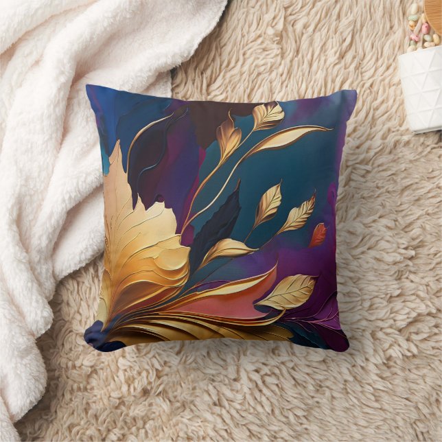Coussin Fleur dorée – Composition florale abstraite (Couverture)