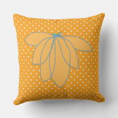 Coussin Fleur dorée sur fond orange à pois blancs (Verso)