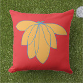 Coussin Fleur dorée sur fond rouge (Herbe)