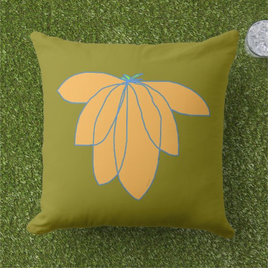 Coussin Fleur Dorée Sur Olive (Herbe)