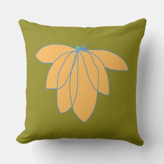 Coussin Fleur Dorée Sur Olive (Recto)