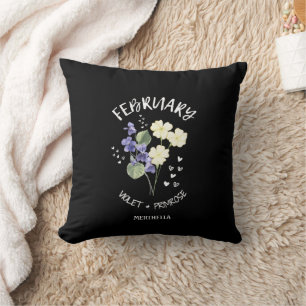 Coussin Fleur du mois de naissance FÉVRIER Christian