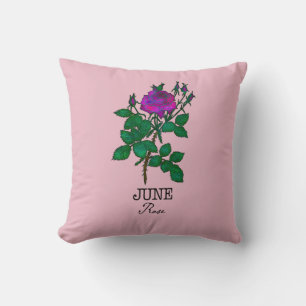 Coussin Fleur du mois de naissance Juin Rose