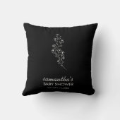 Coussin Fleur élégante noire minuscule dessinée à la main (Verso)