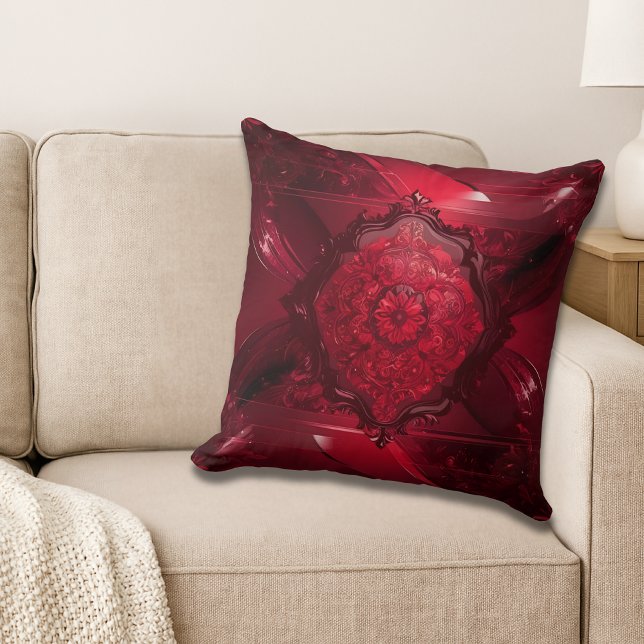 Coussin Fleur Élégante Rouge (Créateur téléchargé)