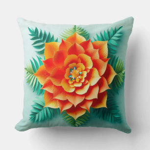 Coussin 🌼 Fleur en papier orange jaune décoration de cham