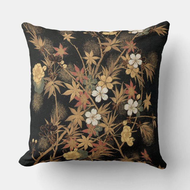 Coussin Fleur et arbre d'automne 1884 Art décoratif japona (Recto)