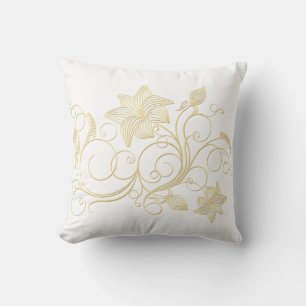 Coussin Fleur et feuilles de lierre doré élégantes