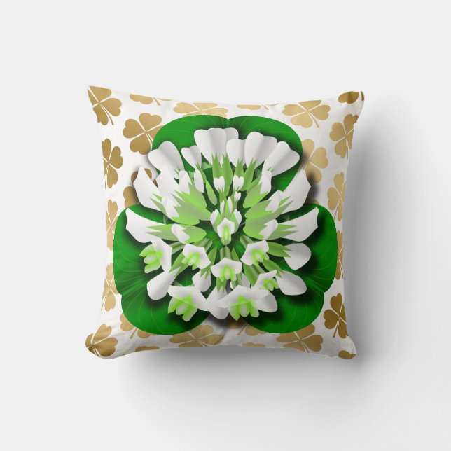 Coussin Fleur et Shamrocks d'or (Recto)
