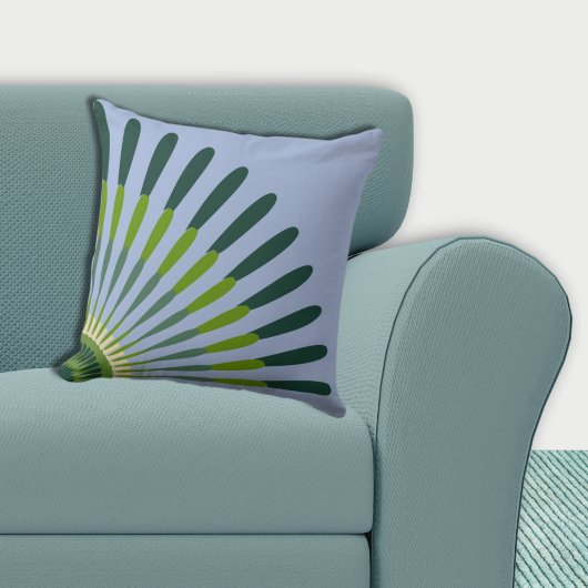 Coussin Fleur étoile ethnique bleue et verte au quart