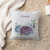 Coussin Fleur floral bleu poussiéreux violet  (Couverture)