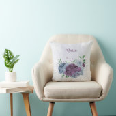 Coussin Fleur floral bleu poussiéreux violet  (Chaise)