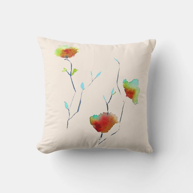 Coussin Fleur florale simple moderne Art d'automne (Recto)
