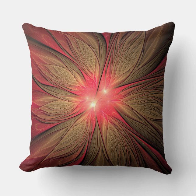 Coussin Fleur fractale de fansy rouge (Recto)