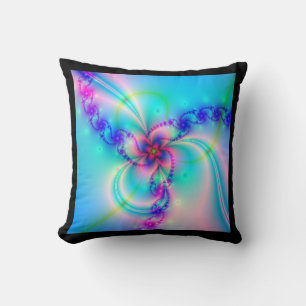 Coussin Fleur fractale rose jolie