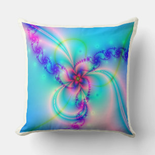 Coussin Fleur fractale rose jolie