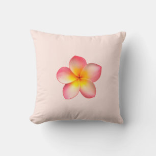 Coussin Fleur Frangipani Plumeria sur Rose léger