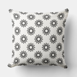 Coussin Fleur géométrique 01 - Noir sur blanc