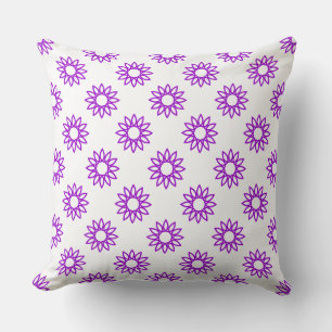 Coussin Fleur géométrique 01 - Violet sur blanc