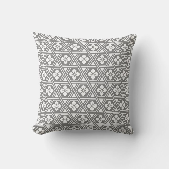 Coussin Fleur géométrique grise moderne (Recto)