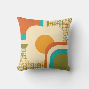Coussin Fleur géométrique rétro des années 70