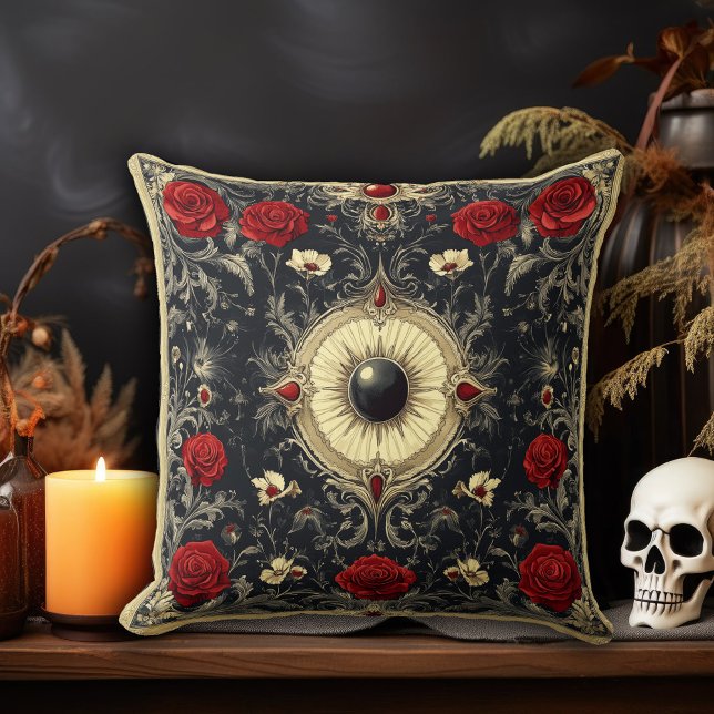 Coussin Fleur Gothique Sombre (Créateur téléchargé)