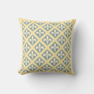Coussin Fleur gris bleu réversible