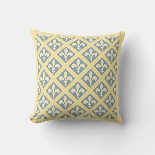 Coussin Fleur gris bleu réversible (Recto)