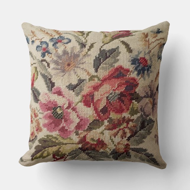 Coussin Fleur intemporelle : Vintage point d'aiguilles Flo (Recto)