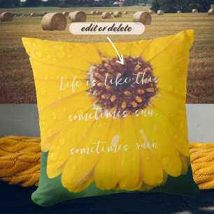 Coussin Fleur jaune brillant après la pluie