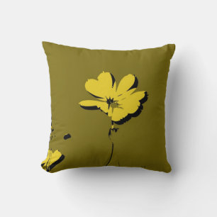 Coussin Fleur Jaune sur Arrière - plan Vert - Art