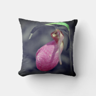 Coussin Fleur Lady Slipper Noir Et Blanc Couleur Partielle