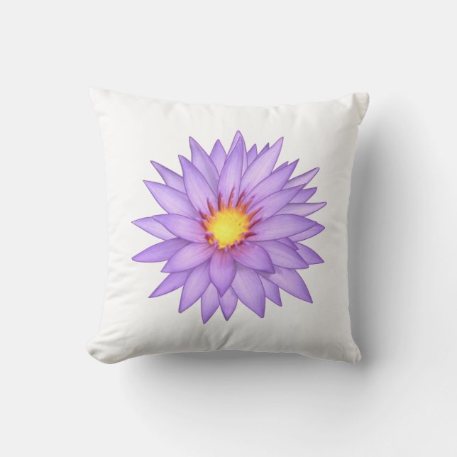 Coussin Fleur Lily d'eau violette élégante sur blanc (Recto)