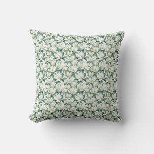 Coussin Fleur Magnolia Blanche Sans Faille Avec Feuilles V