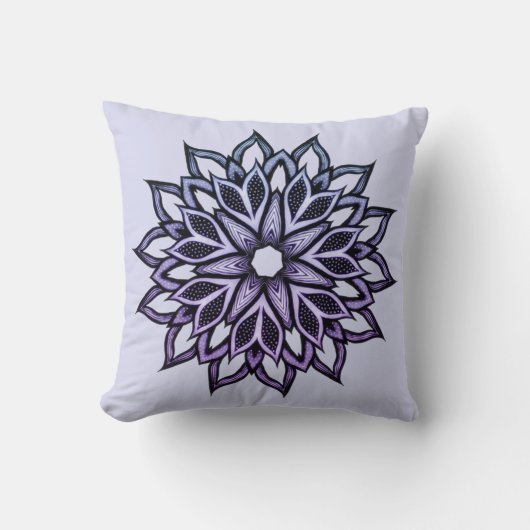 Coussin Fleur Mandala Blue Violet Floral Art (Recto)