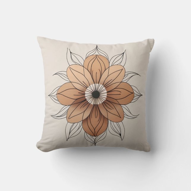 Coussin Fleur minimaliste Boho (Recto)