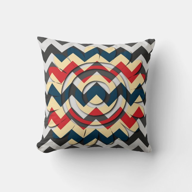 Coussin Fleur moderne Chevron Zigzag Motif 2 (Recto)