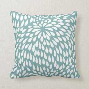 Coussin Fleur moderne de Paisley dans le verre et le blanc