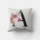 Coussin Fleur moderne rose initiale A (Verso)