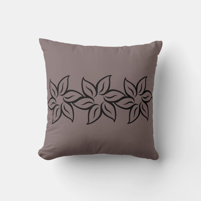 Coussin Fleur moderne violet & noir (Recto)