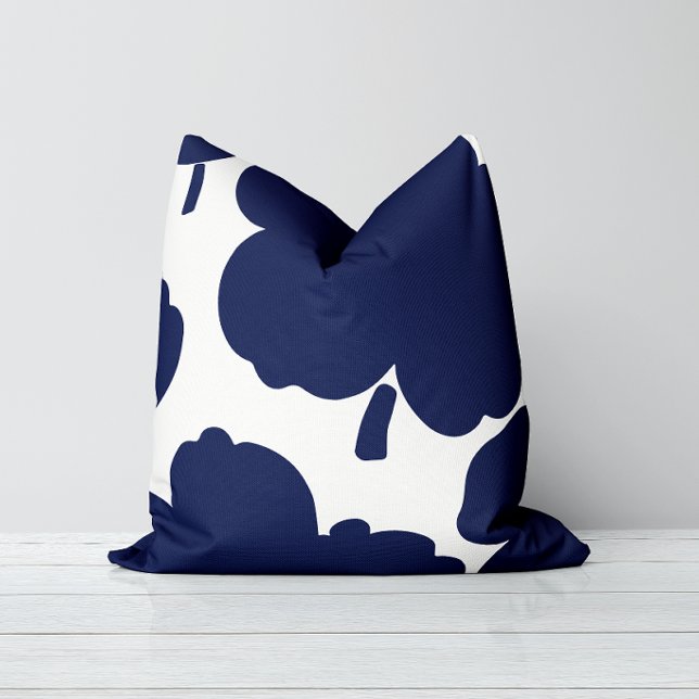 Coussin Fleur monochrome Navy (Créateur téléchargé)