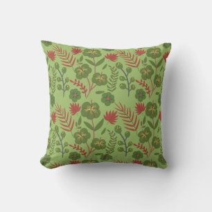 Coussin Fleur motif, branche, feuille fleurie verte sans s