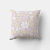 Coussin Fleur Motif - Pastel rose, jaune et violet (Verso)